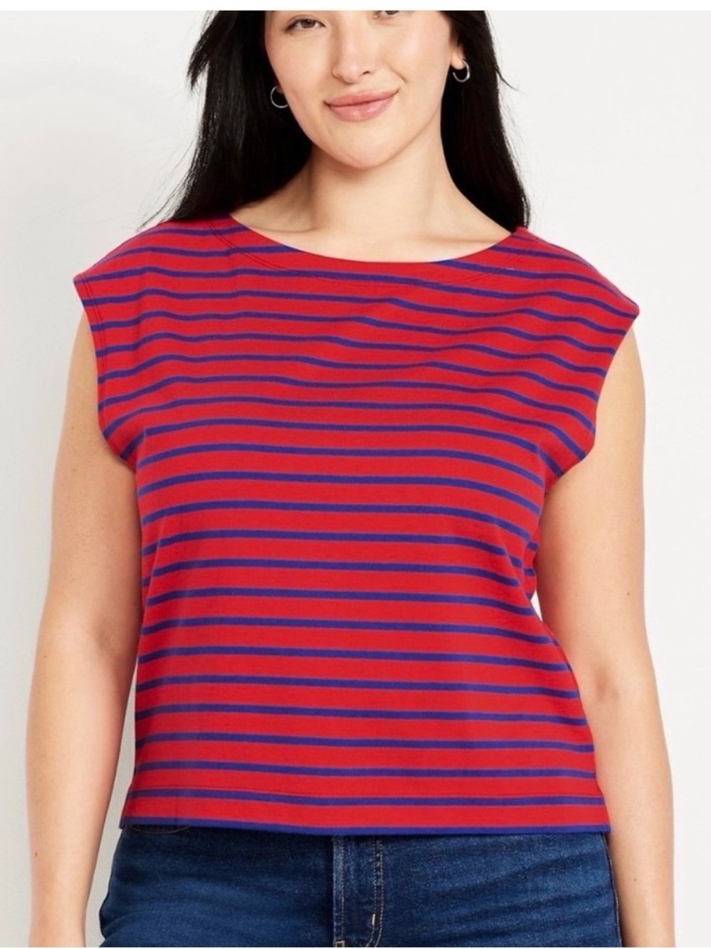Old Navy Striped Mariner Cap-Sleeve Top - NWT